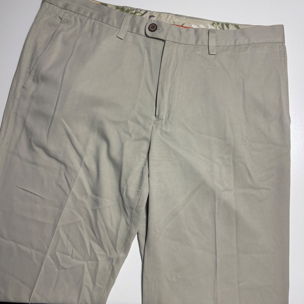Tommy Bahama Silk Blend‎ Flat Front Mens 36x30 Khaki Chino Pants Tan Trousers